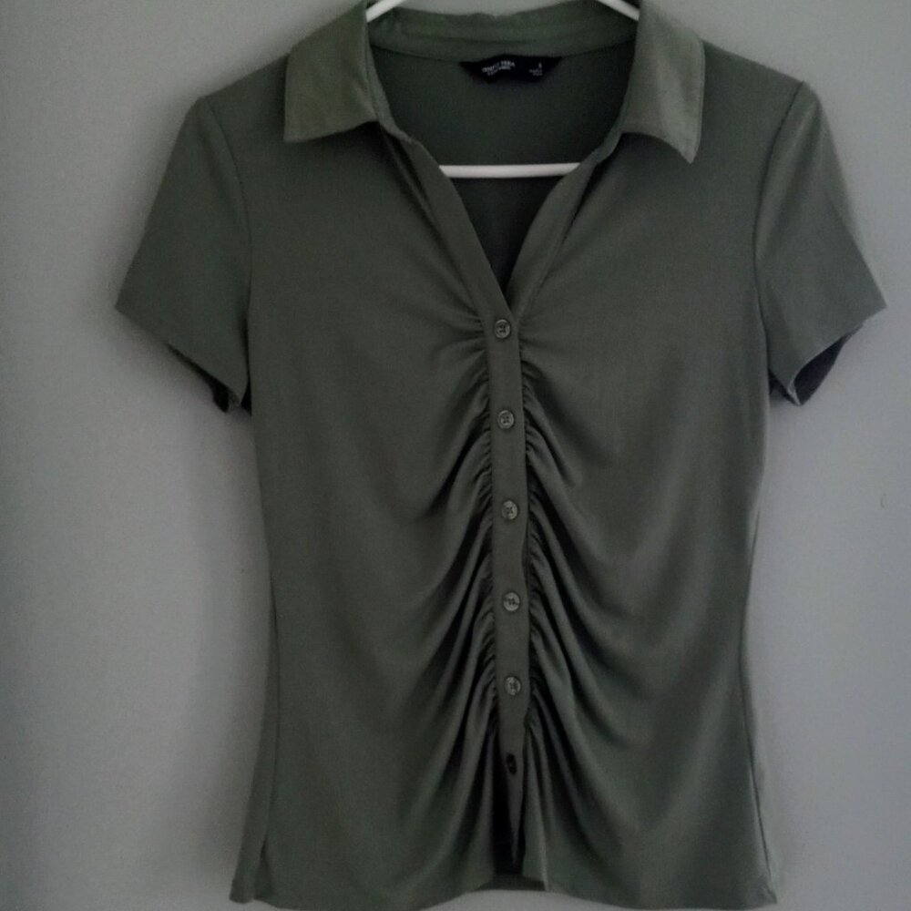 Women's Blouse Buttons V Neck